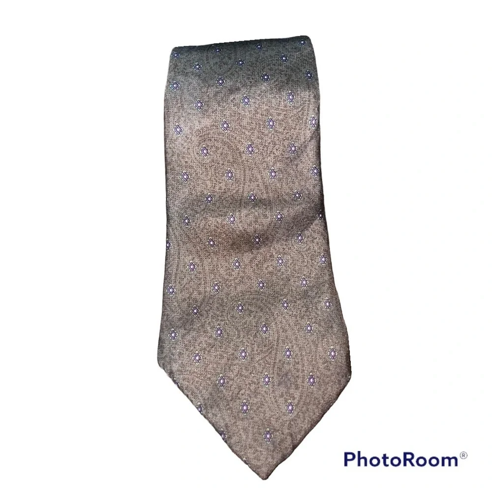 Saint Laurent. YSL tie. Black Silk. Italy Brown Paisley Silk GUC